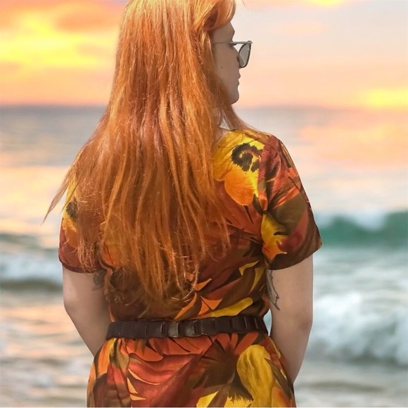 VTG Jams World African / Tropical Floral Dress M With Buttons, Pockets, and Slit - Picture 6 of 15